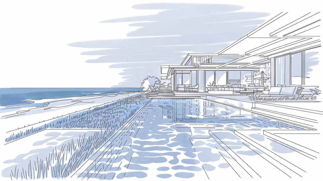 Playa Del Carmen Sustainable Home with Solar Panels Illustration